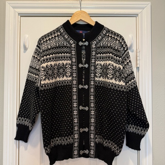 Nordstrikk Sweaters - Vintage Nordstrikk Nordic Cardigan Women’s S Black White Fair Isle Virgin Wool